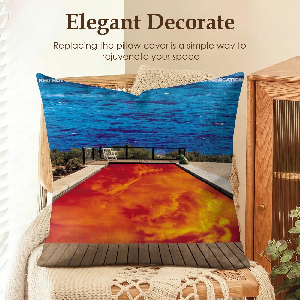 Red Hot Chili PPeppers Band Cushion Cover Natural Linen Organic Fabric DoubleSided Printing Sofa Home Decor Gift Pillow Case