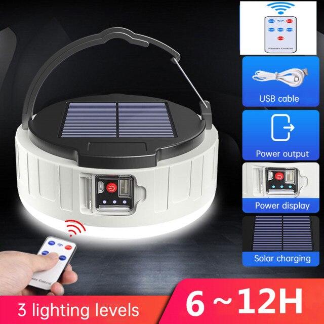 Кемпинговый фонарь с дистанционным управлением, портативный светильник, солнечная лампа для кемпинга, палаточный фонарь, светодиодный аварийный перезаряжаемый аккумулятор солнечной энергии для портативного освещения