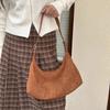 Monochromatic Suede Women's Shoulder Bag Versatile Retro Travel Bag Simple and New
