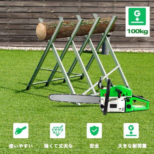 PBOHUZ Folding Saw Horse Log Grog Stand/Firewood Support Bench with 8 Serrated Blades and 150kg Weight Capacity (Silver)