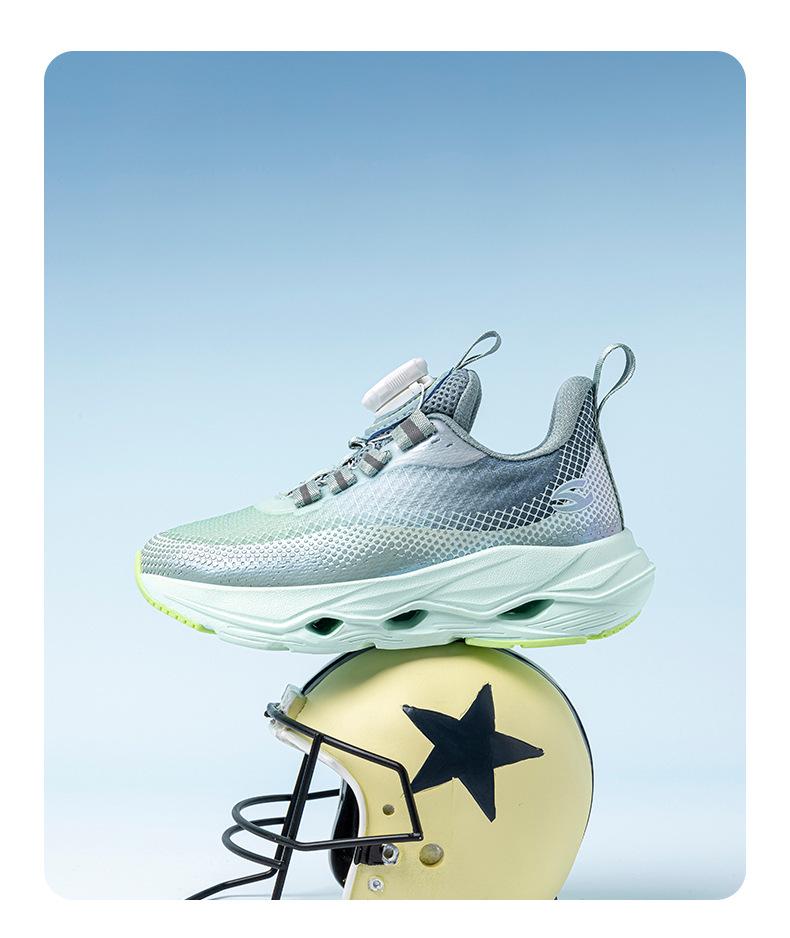 Happy Bear Boys' Lightweight Double Mesh Running Shoes with Rotating Buckle & Shock Absorption, Breathable & Trendy Design.