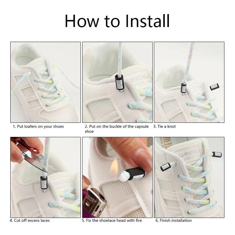 НОВЫЕ эластичные шнурки для кроссовок без завязок, шнурки для обуви с круглым металлическим замком, мужская и женская обувь для бега, кружевные аксессуары, 1 пара