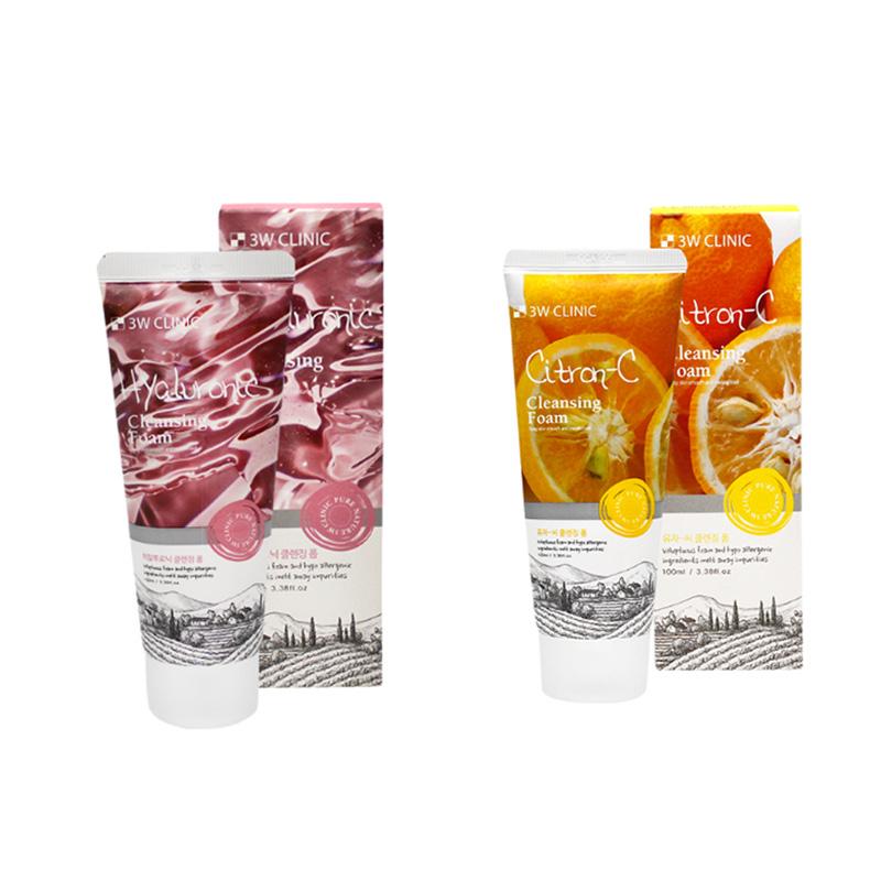 3w Clinic 5 видов очищающей пенки: Гиалуриновая кислота/Авокадо/Цитрон-С/Белый трюфель/Красный женьшень 100мл (20 вариантов)