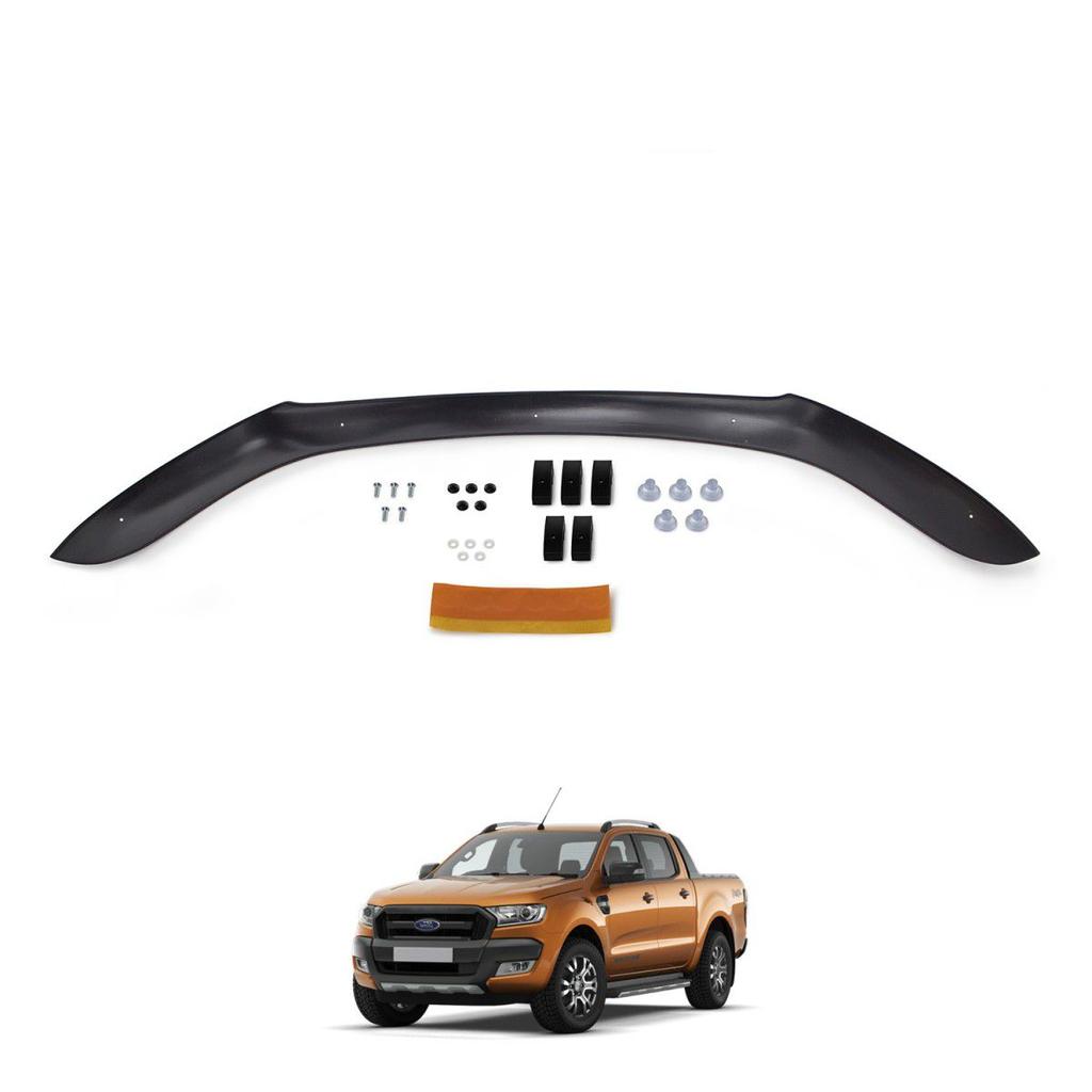For Ford Ranger Front Hood Protection Spoiler 2016 To 2020 Front Bug Shield Hood Deflector Guard Glossy Black Accessories Car