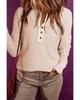 Azura Exchange Beige Waffle Knit Textured Henley Top