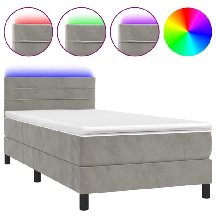 Sommier à lattes avec matelas - Maison Exclusive - 90x200 cm - Tête de lit réglable - Bande LED colorée