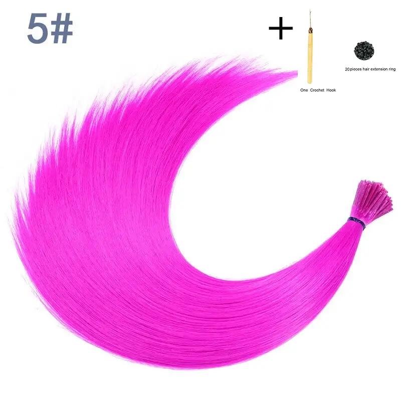 10pcs/set Colorful Straight Hair Extensions DIY Heat Resistant Synthetic Hair Extensions 16 Inch