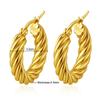 Classic Fashion Round Stainless Steel Twist Hoop Earrings For Women 4.5mm Thick Ear Buckle Gold Silver Color Earrings Jewelry