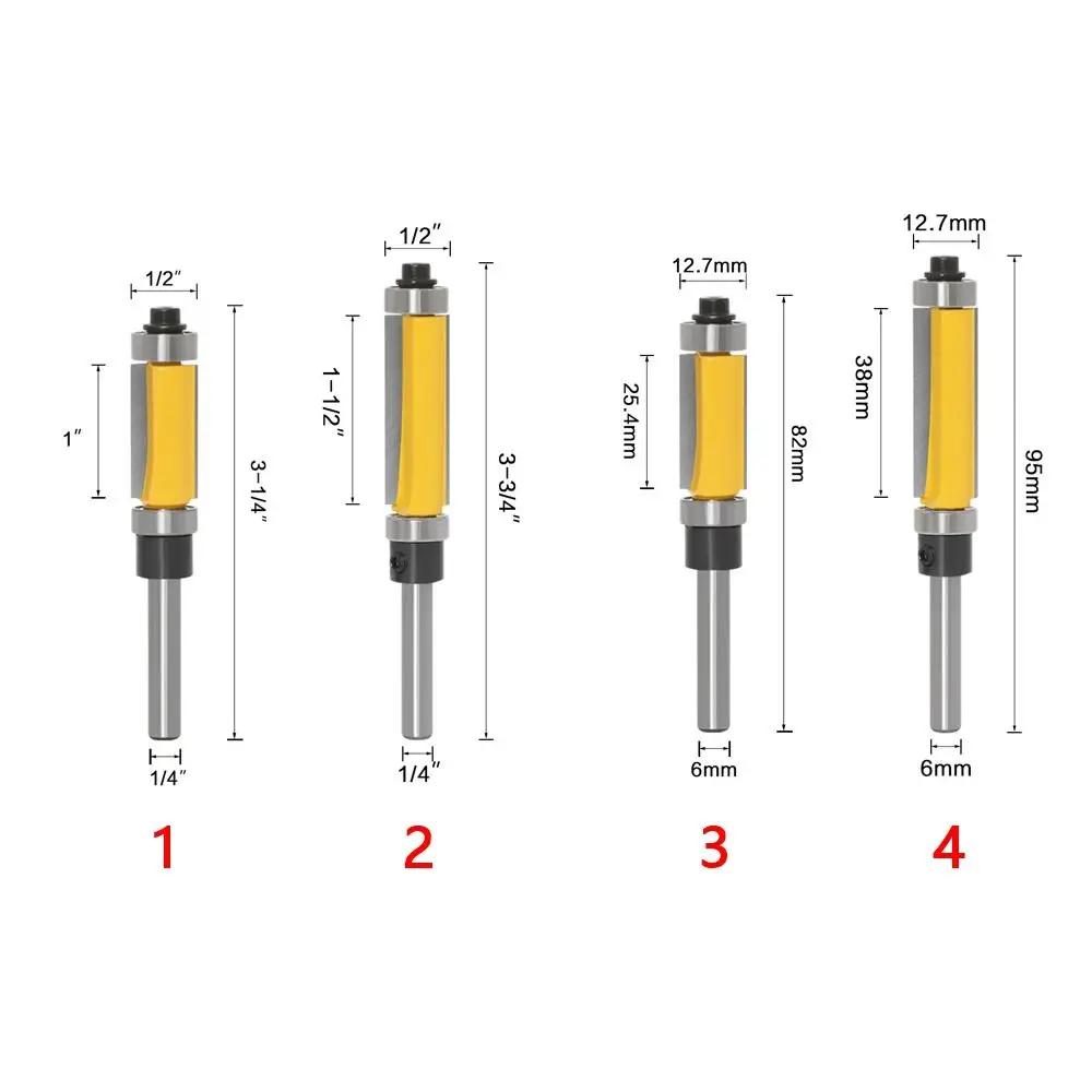 6mm/6.35mm Shank Milling Cutter Double Bearing with Top and Bottom Bearing Trimming Cutter Flush Trim Bit Woodworking Tools