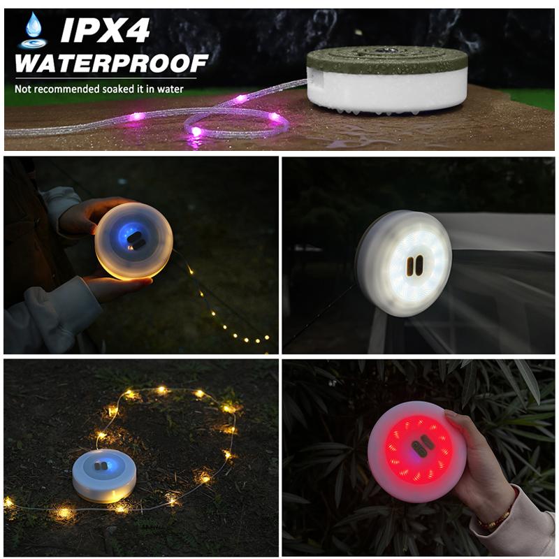 -в-1 Кемпинговая гирлянда 360° Освещение IPX4 Водонепроницаемая USB-зарядка Длина 7м/10м для Кемпинга На Открытом Воздухе Прочная Портативная