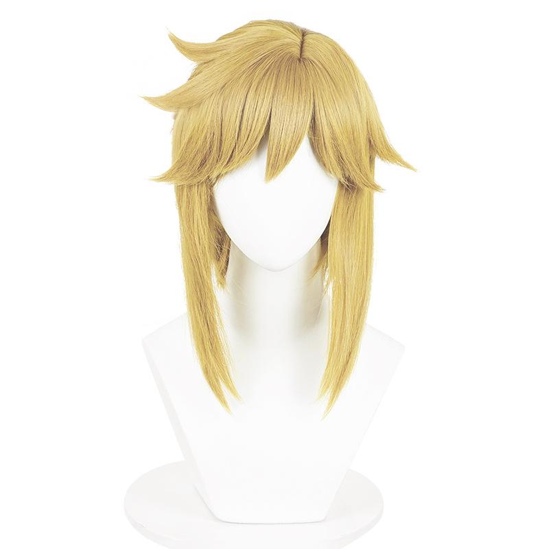 The Legend of Zelda Link Cosplay Wig, Golden-Brown Layered High-Temperature Fiber Hairpiece