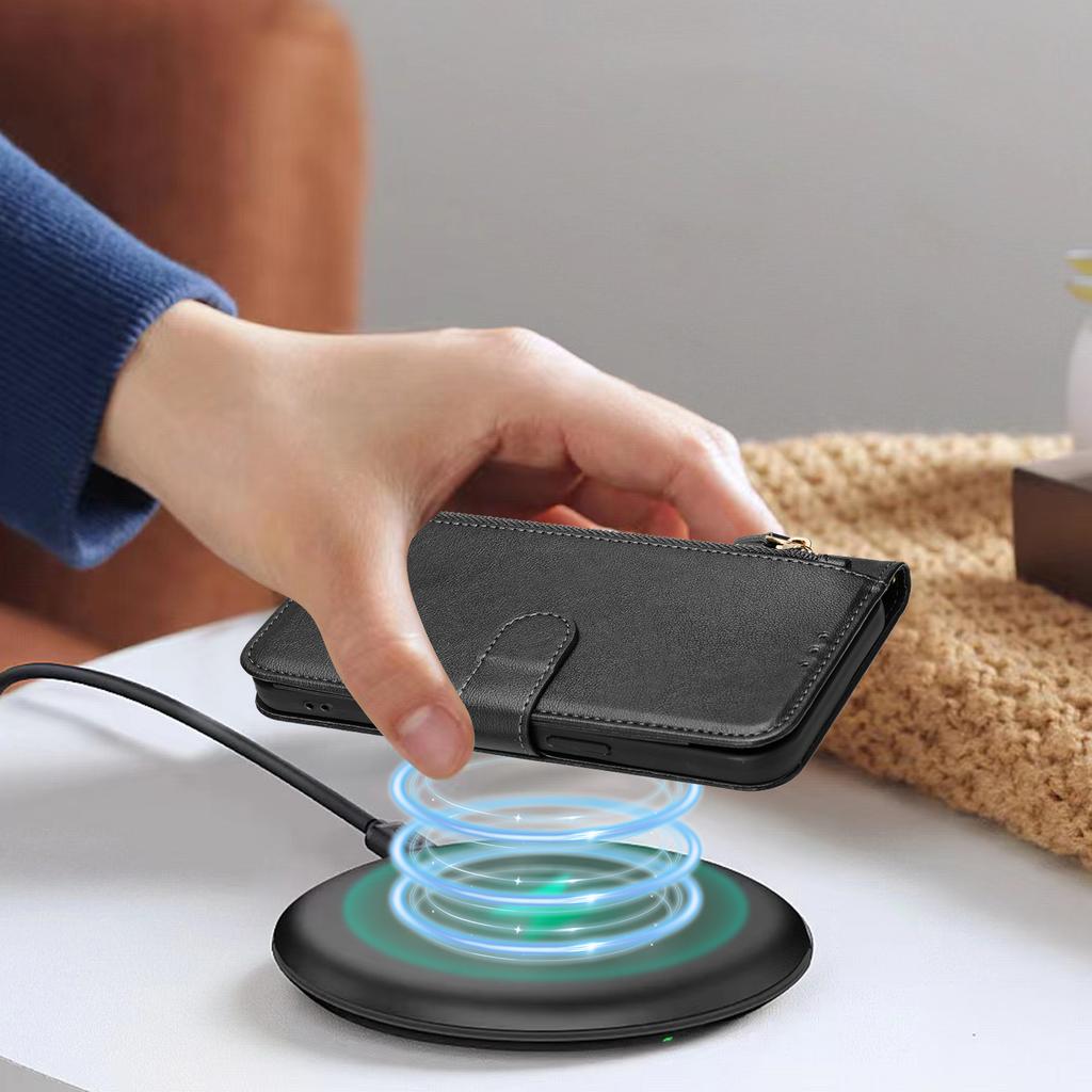 For iPhone 17 Case Zipper Pocket Multiple Card Slots Leather Phone Cover