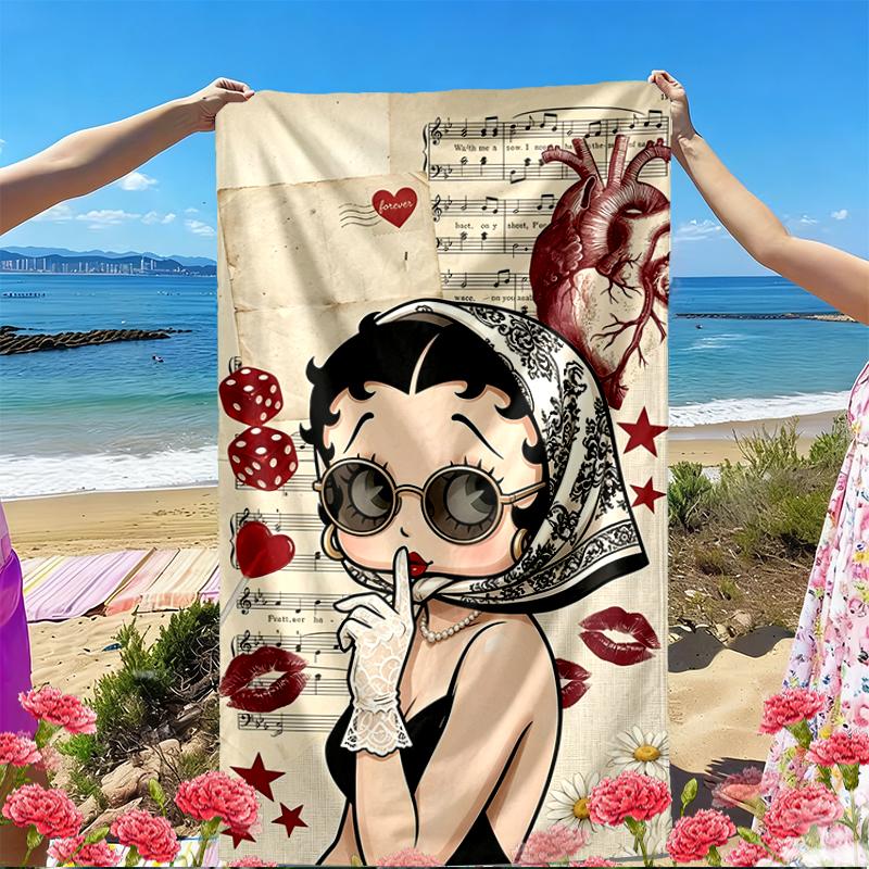 doll Print Beach Towel, Versatile Lightweight Absorbent Beach Towel for Pool Surf Yoga Bathroom, Perfect Birthday Holiday Gift