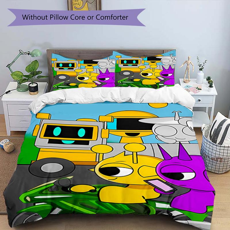 3pcs SPRUNKI8 Design Cover Set - HD Printed Bedding with 1 Cover and 2 Pillowcases - Perfect for Home and Dorm Decor