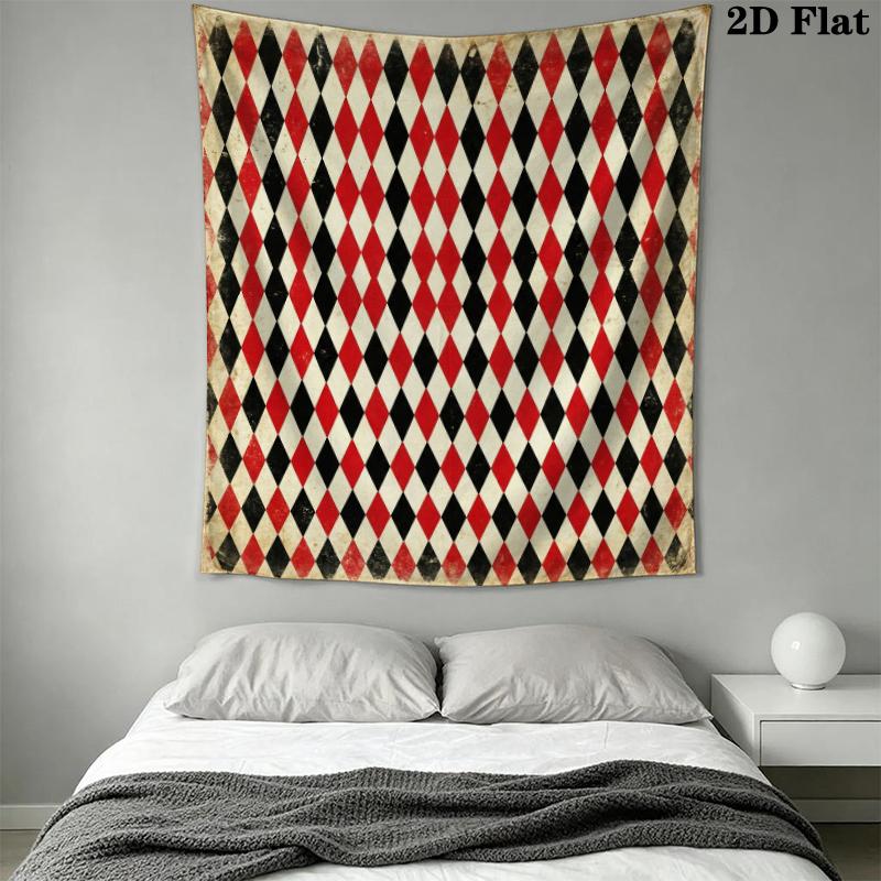 Red&Black Wall Tapestry Aesthetic Wall Hanging Printed Fabric Blanket Decorative Tapestries for Bedroom Living Room Home Decor