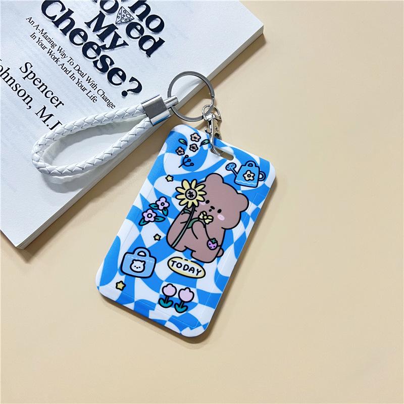 Чехол с мультяшным принтом, идентификационная бирка, чехол для рабочей карты с эластичным ремешком на запястье, держатель для бейджа, чехол для деловой карты доступа