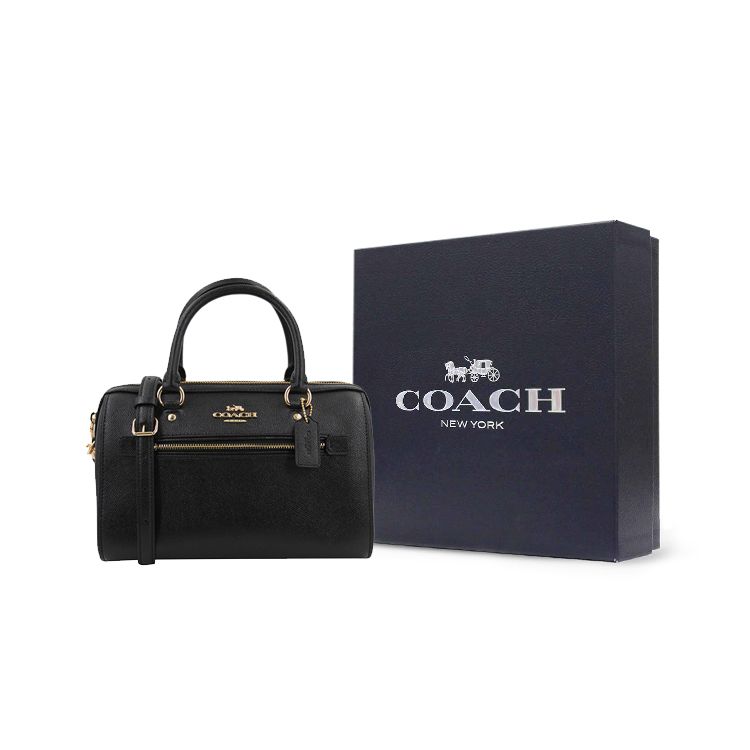 Coach Rowan 27 Zipper Closure Detachable Shoulder Strap Boston Bag Women handbags Black 79946-IMBLK