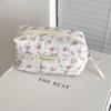 Rose Bow Floral Makeup Bag - Portable, Fresh Design, Perfect for Travel and Storage