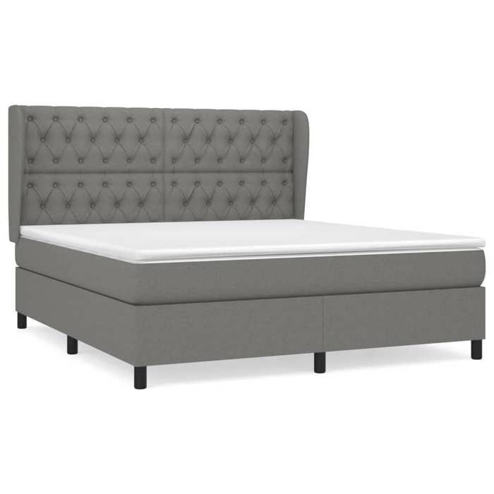 Lit avec matelas - Maison Exclusive - 160x200cm - Tête de lit réglable - Gris foncé - Ressorts ensachés
