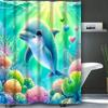"Мечтательная шторка для душа с дельфинами, водонепроницаемая и устойчивая к плесени шторка для ванной с дизайном в океанском стиле для романтического декора ванной комнаты"
