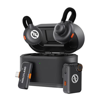 Hollyland Lark M2S Мини-комбо RX Беспроводной Титановый Беспроводной Петличный Микрофон для Шума 30 Часов Работы от Батареи Стриминг (Камера + USB-C RX) Микрофон,