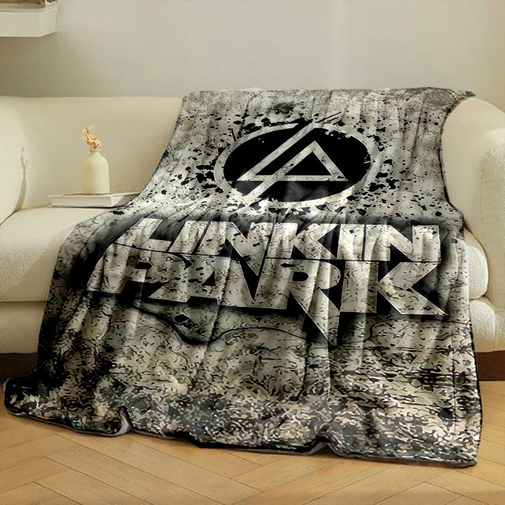 Geometric logo with splatter effects and bold "Linkin Park" typography. for all seasons blanket lunch break throw gift