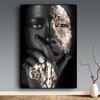 African Art Black and Gold Woman Oil Painting On Canvas Cuadros Posters and Prints Scandinavian Wall Art Picture for Living Room