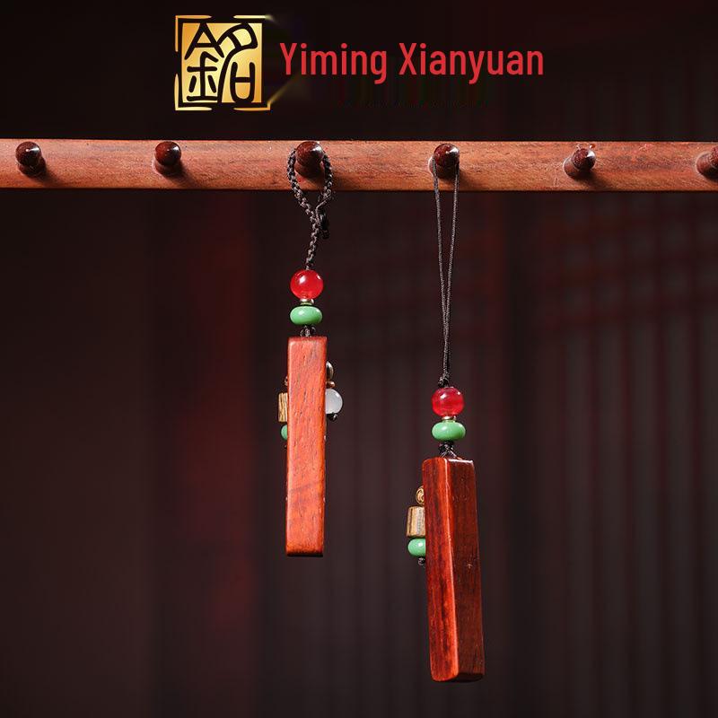Брелок и Ожерелье с Резьбой по Палисандру 'Удача': Ретро-кулон для мужчин и женщин