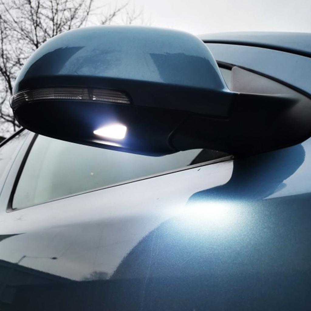 2Pcs Side Mirror Puddle Light No Error Bright Clear Lens Canbus Car Lamp LED Assembly White For Skoda Superb Mk2 Octavia A5 A7