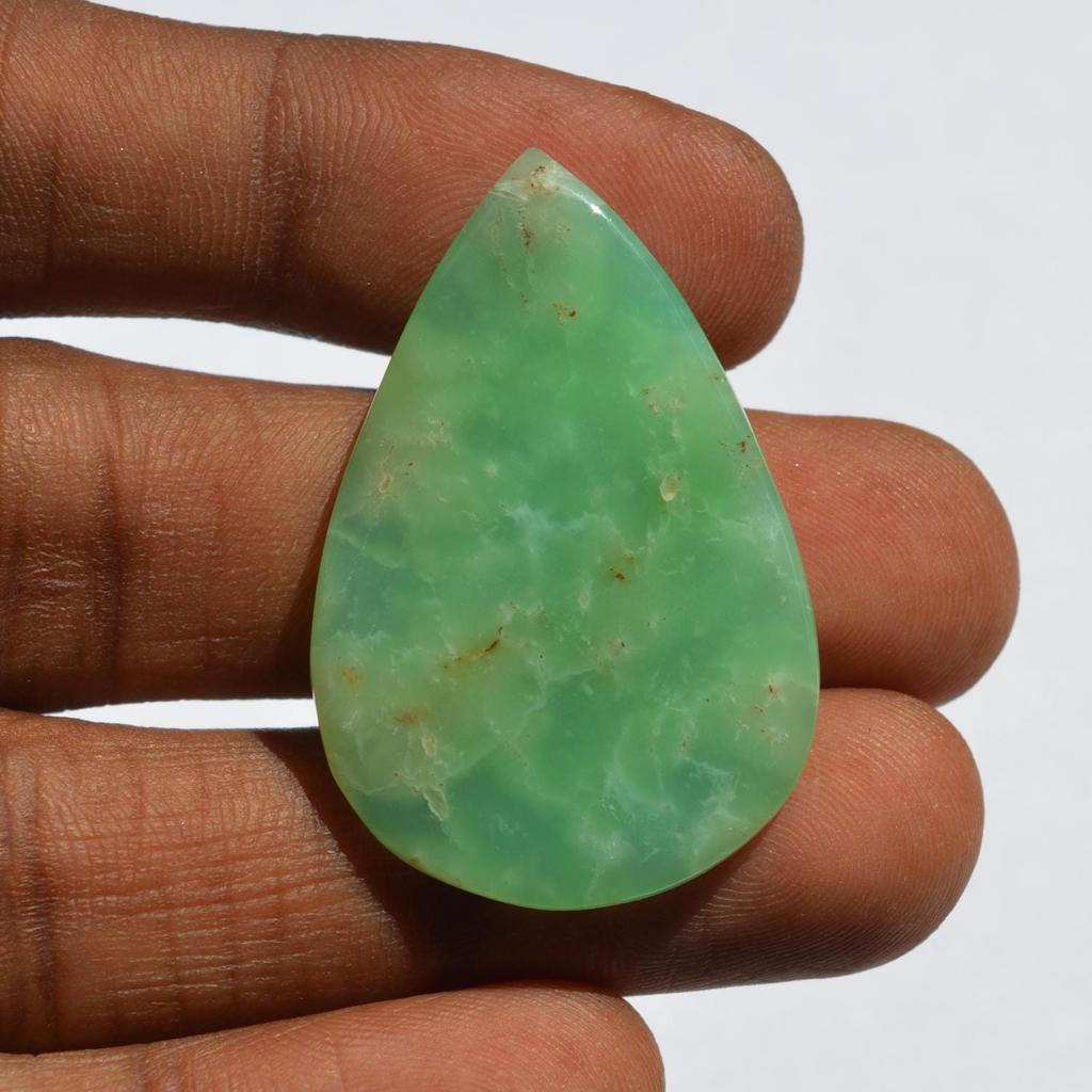 Кабошон из натурального драгоценного камня хризопраз - россыпью полудрагоценный камень 29 карат грушевидной формы 38x25 мм, Jewelry Craft Supply