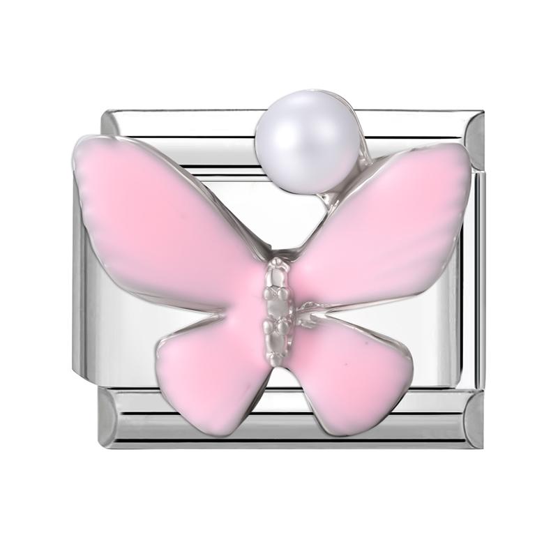 Shiny Colorful Crystal Butterfly Bow Knot Heart Italian Charm Links Fit 9mm Stainless Steel Bracelet Women Y2K DIY Making Gift