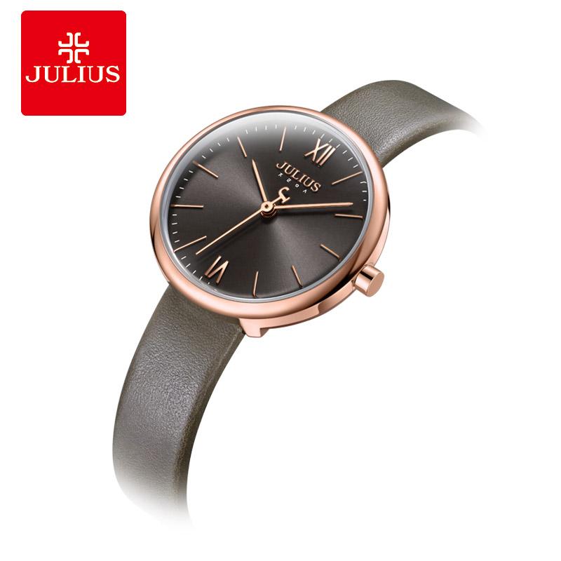 New Lady Women's Watch Japan Quartz Classic Fashion Simple Hours Bracelet Real Leather Clock Girl's Birthday Gift Julius Box