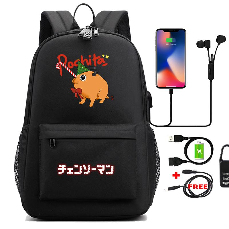 Рюкзак с принтом аниме для девочек, USB-сумка для ноутбука, школьный рюкзак для подростков, водонепроницаемый противоугонный школьный рюкзак