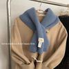 Korean Elegant Minimalist Cross Loop Solid Scarf Short Warm Brightening Casual Neck Warmer Women