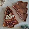 Christmas Tree Shaped Wooden Serving Tray Charcuterie Board Compartment Snack Platter for Breakfast Fruits Nuts Holiday Party Home Decor