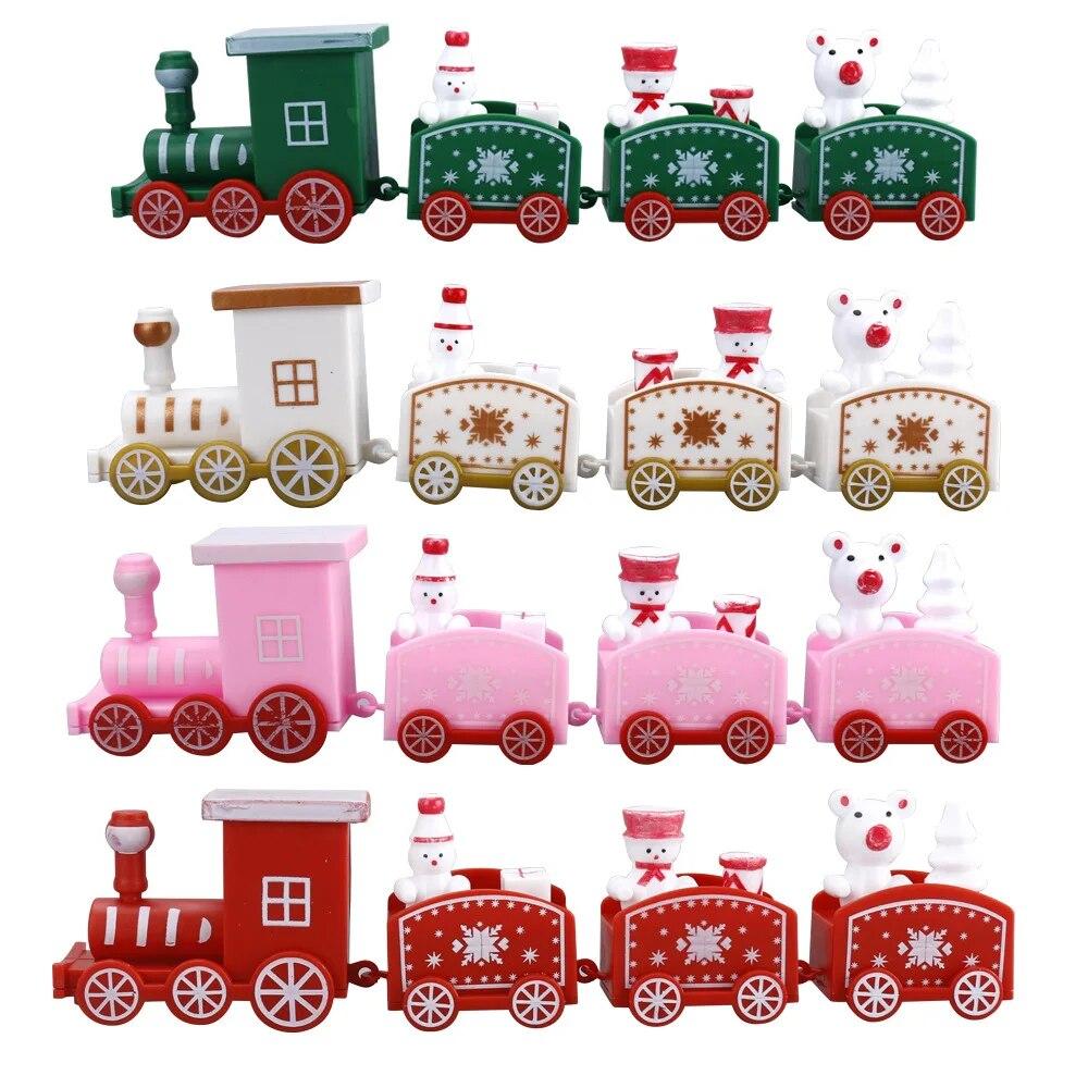 Christmas Wooden Train Train Toys Dessert Decoration Free Patchwork Mini Christmas Train Christmas Decoration