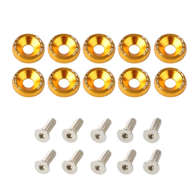 10Pcs Universal M6 JDM Car Modified Hex Fasteners Fender Washer Bumper Engine Concave Screws Fender Washer License Plate Bolts