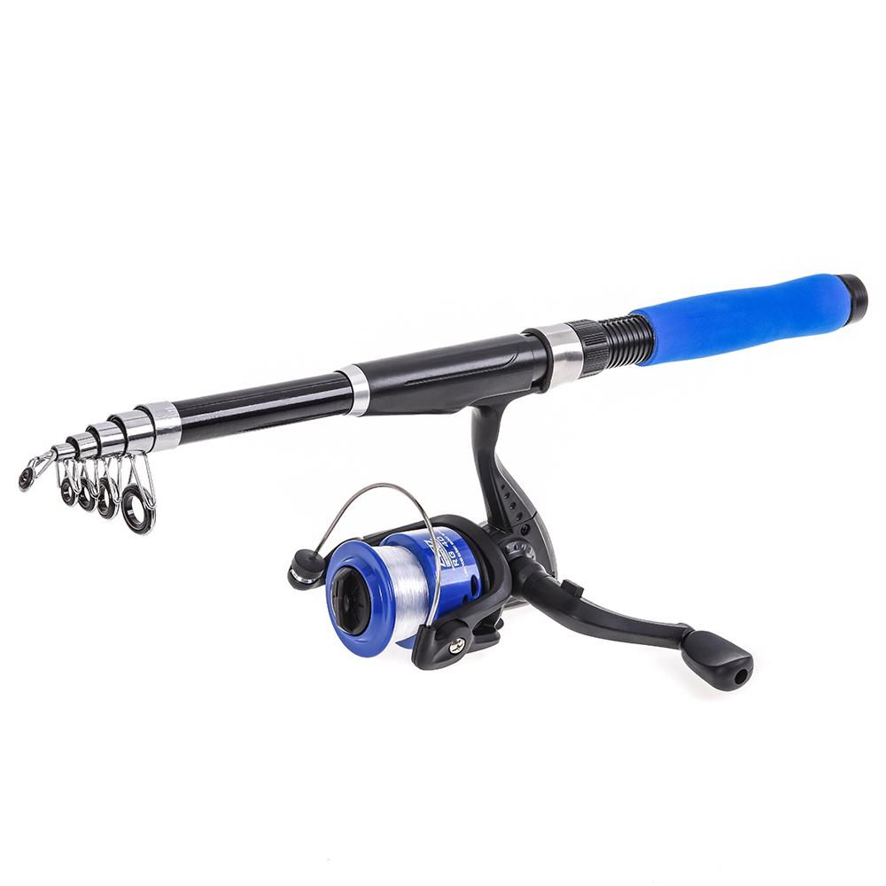 Fishing Reel Rod Combo Telescopic Fishing Rod and Spinning Reel Set Baits Hooks Fishing Bag Kit