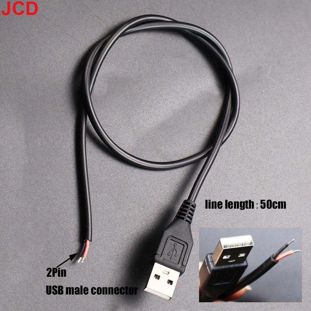 JCD 2pcs Power Supply Cable 2 Pin USB 2.0 A Female Male 4 Pin Wire Jack Charger Charging Cord Extension Connector DIY 5V Line