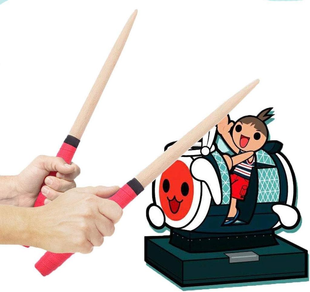 XIANJINGZC Taiko Drumsticks for Taiko Made of Lightweight Beginners, Beginners, Tatacon, Lightweight, 38cm, Master, Wood, (Red)