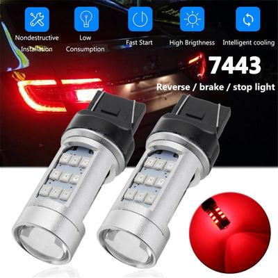2 шт. T20 7443 W21/5W Красный Светодиодный Задний Фонарь Мигающий Стробоскоп Мигающий Задний Предупреждающий Безопасный Стоп-сигнал Автомобильный Свет