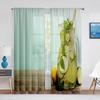 Желтые лимонные фрукты зеленые листья прозрачные шторы для окон для кухни, гостиной, спальни, украшения, современные тюлевые шторы