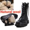 Natural Wool Military Boots Men Steel Toe Shoes Winter Mens Genuine Leather Work Boots Cowboy Tactical Boot Men Winter Boots