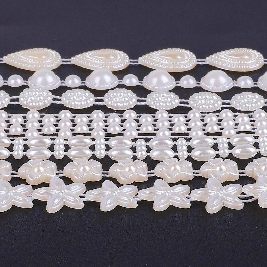 Multi-Size ABS Imitation Pearl Beads Chain Trim for DIY Wedding Dress Costume Applique Craft Accessories
