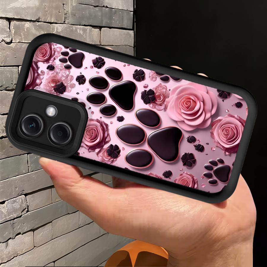 Pink Pet Paw Print Pattern Case for Xiaomi Poco F8 C50 X3 Pro C51 X3 NFC C61 Phone Cover