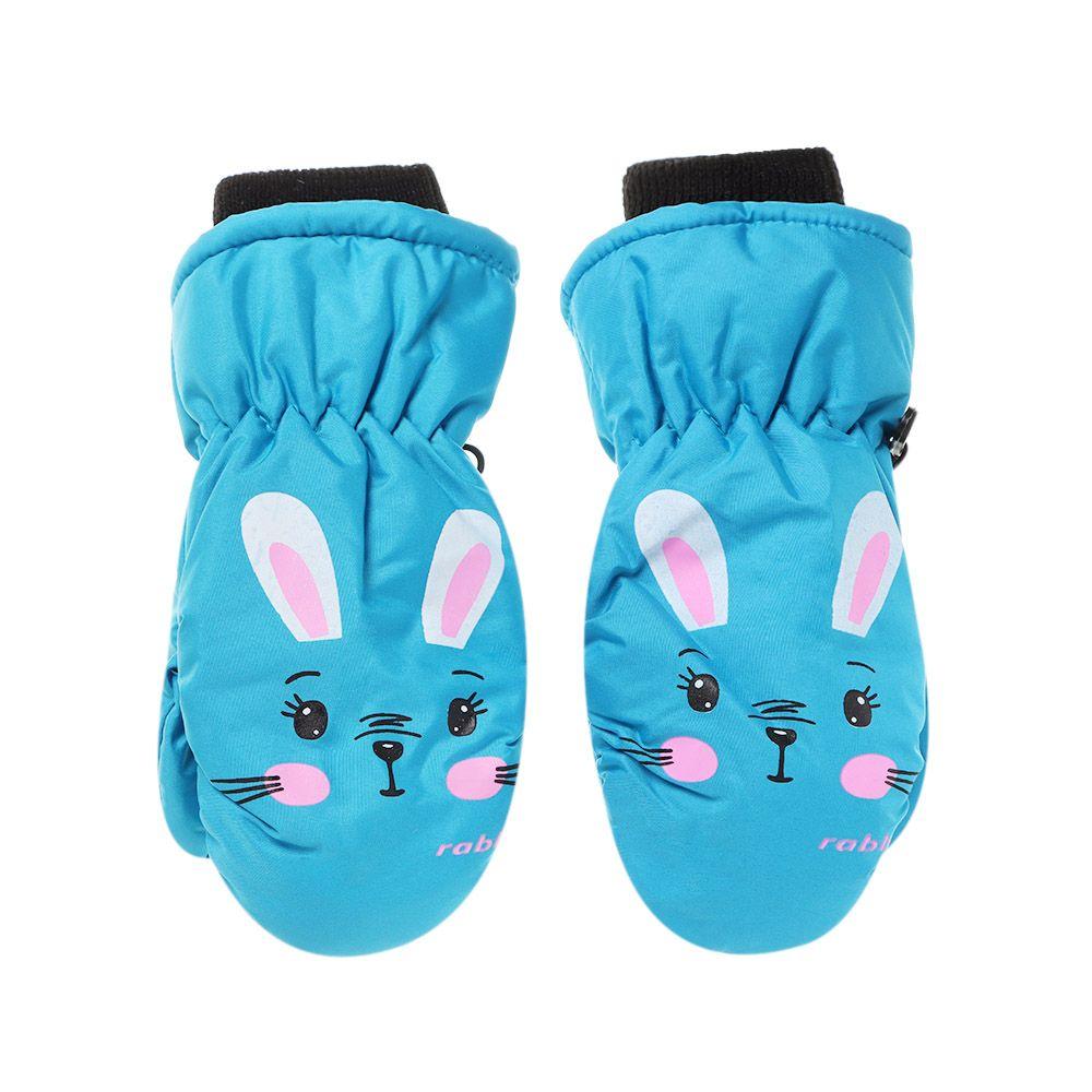 Модные ветрозащитные мультяшные варежки с кроликом, нескользящие спортивные варежки, толстые теплые водонепроницаемые детские лыжные перчатки