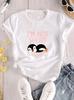 Im Not Short Im Penguin Size Letter & Animals Print T-Shir Crew Neck Short Sleeve T-Shirt Casual Tops Shirts Soft Daily Wear