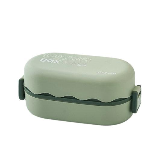 850 мл Bento Box Двухслойная сетчатая конструкция Большая вместимость Пищевой пластик Многофункциональный офисный работник Термо-ланч-бокс Товары для отдыха на природе