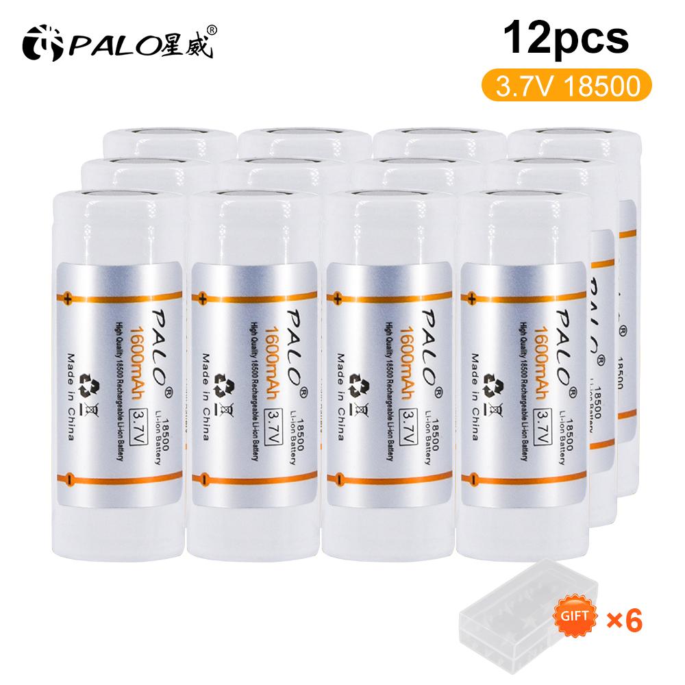 PALO 3.7V 18500 Li-ion Rechargeable Battery 18500 1600mAh 3.7V Lithium 18500 Li-ion Batteries for LED Flashlight
