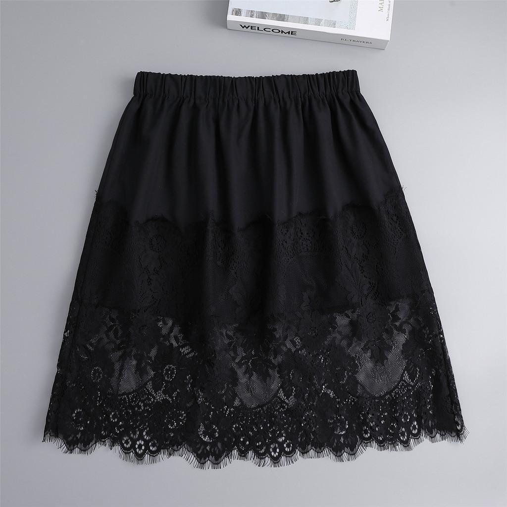 Summer Black Spliced Chiffon Midi Skirt For Casual Wear And Office